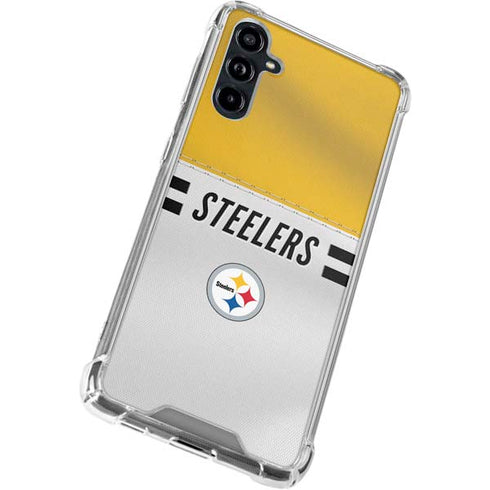 NFL Pittsburgh Steelers White Striped Galaxy A54 5G Clear Case