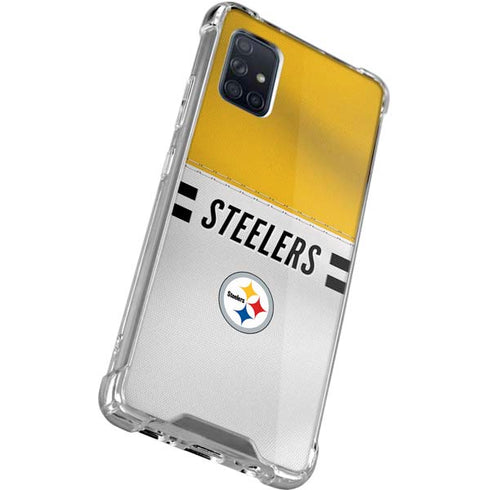 NFL Pittsburgh Steelers White Striped Galaxy A71 5G Clear Case