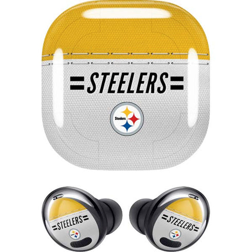 NFL Pittsburgh Steelers White Striped Galaxy Buds Pro Skin