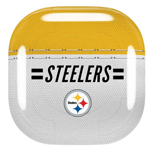 NFL Pittsburgh Steelers White Striped Galaxy Buds Pro Skin