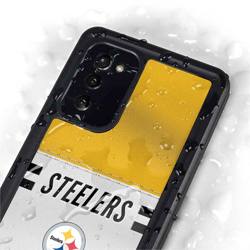 NFL Pittsburgh Steelers White Striped Galaxy Note20 5G Waterproof Case