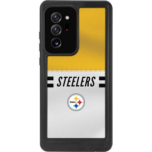 NFL Pittsburgh Steelers White Striped Galaxy Note20 Ultra 5G Waterproof Case