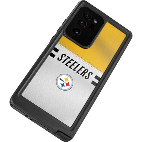 NFL Pittsburgh Steelers White Striped Galaxy Note20 Ultra 5G Waterproof Case