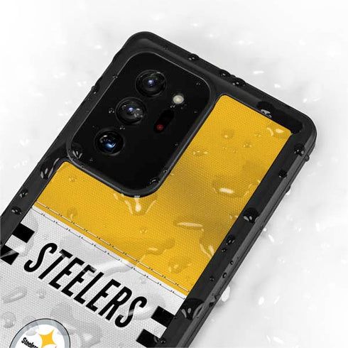 NFL Pittsburgh Steelers White Striped Galaxy Note20 Ultra 5G Waterproof Case