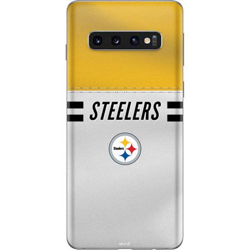 NFL Pittsburgh Steelers White Striped Galaxy S10 Skin