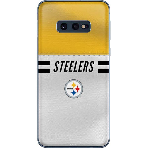 NFL Pittsburgh Steelers White Striped Galaxy S10e Skin