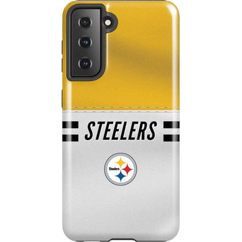 NFL Pittsburgh Steelers White Striped Galaxy S21 5G Pro Case
