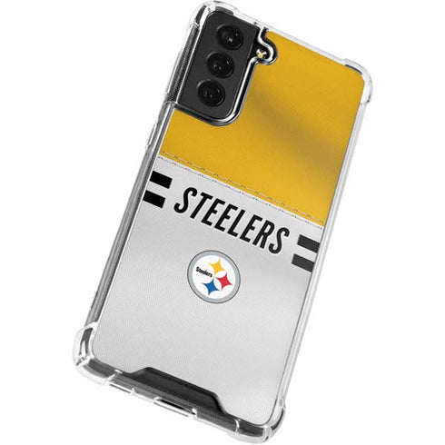 NFL Pittsburgh Steelers White Striped Galaxy S21 FE Clear Case