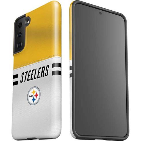 NFL Pittsburgh Steelers White Striped Galaxy S21 Plus 5G Pro Case