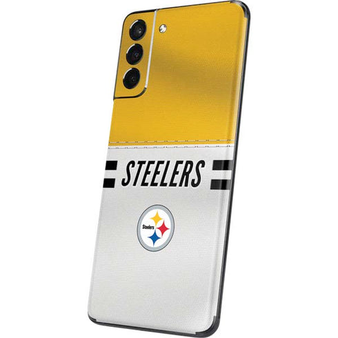 NFL Pittsburgh Steelers White Striped Galaxy S21 Plus 5G Skin