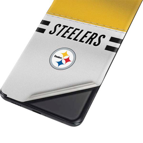 NFL Pittsburgh Steelers White Striped Galaxy S21 Plus 5G Skin