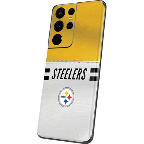 NFL Pittsburgh Steelers White Striped Galaxy S21 Ultra 5G Skin