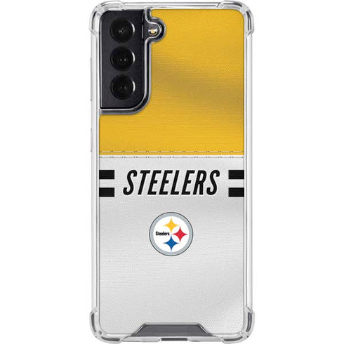 NFL Pittsburgh Steelers White Striped Galaxy S22 Clear Case