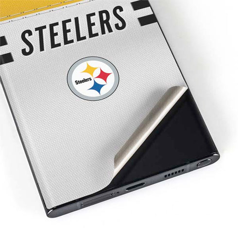 NFL Pittsburgh Steelers White Striped Galaxy S22 Ultra Skin