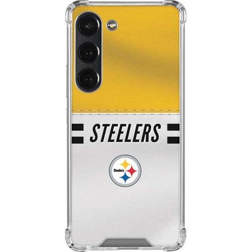 NFL Pittsburgh Steelers White Striped Galaxy S23 Clear Case