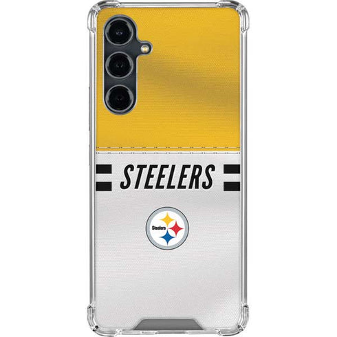 NFL Pittsburgh Steelers White Striped Galaxy S23 FE Clear Case