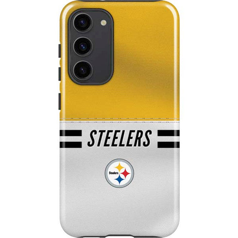 NFL Pittsburgh Steelers White Striped Galaxy S23 Plus Pro Case