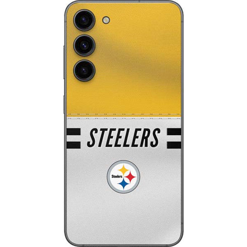 NFL Pittsburgh Steelers White Striped Galaxy S23 Plus Skin