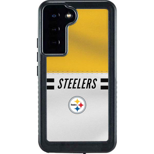NFL Pittsburgh Steelers White Striped Galaxy S23 Plus Waterproof Case