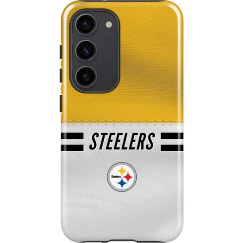 NFL Pittsburgh Steelers White Striped Galaxy S23 Pro Case