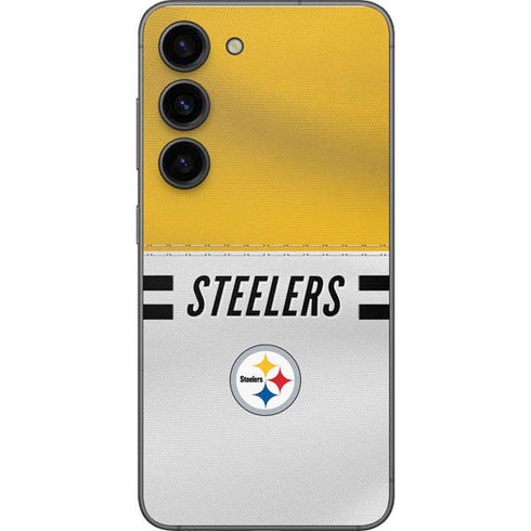 NFL Pittsburgh Steelers White Striped Galaxy S23 Skin