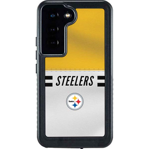 NFL Pittsburgh Steelers White Striped Galaxy S23 Waterproof Case