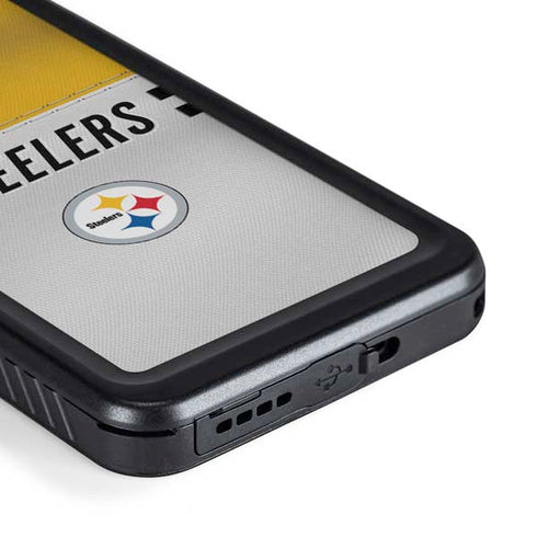 NFL Pittsburgh Steelers White Striped Galaxy S23 Waterproof Case