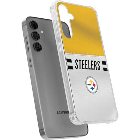 NFL Pittsburgh Steelers White Striped Galaxy S24 Plus Clear Case