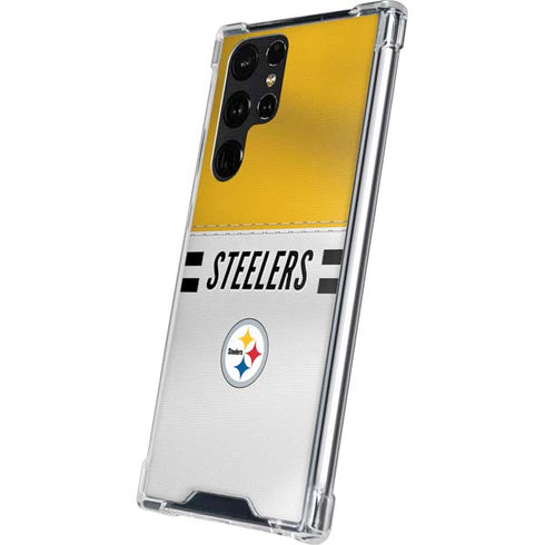 NFL Pittsburgh Steelers White Striped Galaxy S24 Ultra Clear Case