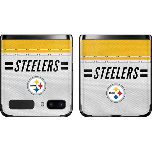 NFL Pittsburgh Steelers White Striped Galaxy Z Flip Skin