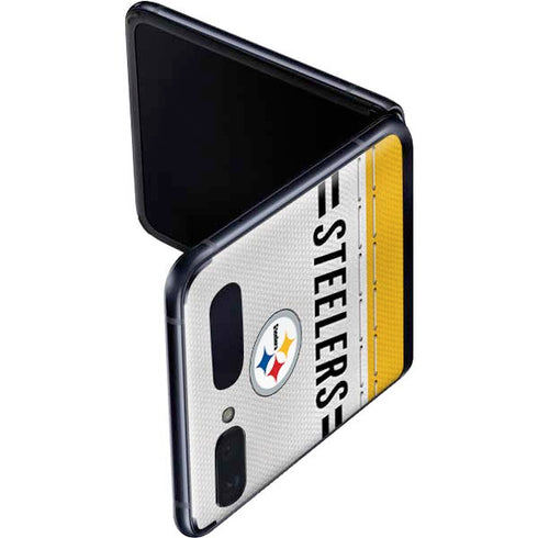 NFL Pittsburgh Steelers White Striped Galaxy Z Flip Skin