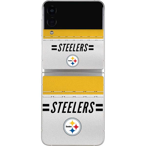 NFL Pittsburgh Steelers White Striped Galaxy Z Flip3 5G Skin
