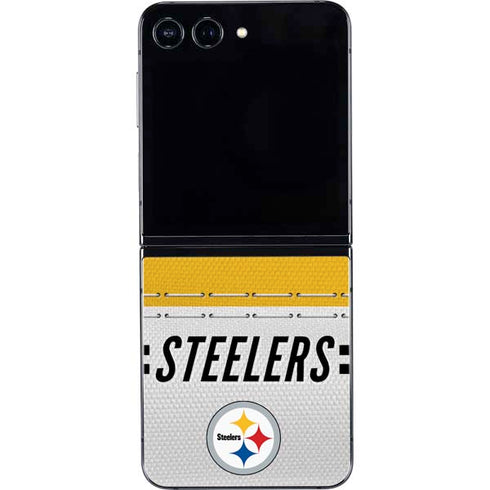 NFL Pittsburgh Steelers White Striped Galaxy Z Flip5 5G Skin