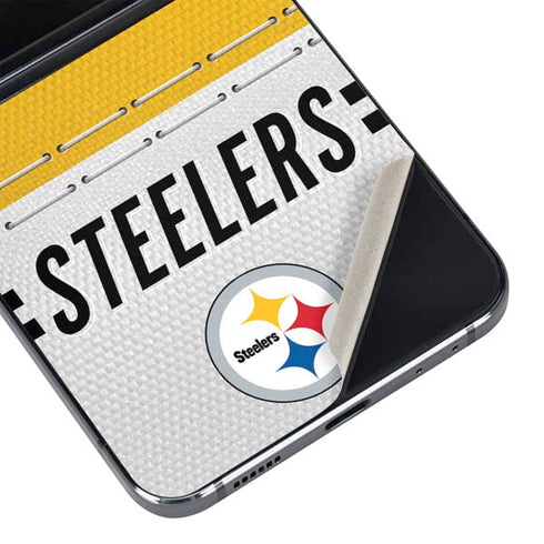 NFL Pittsburgh Steelers White Striped Galaxy Z Flip5 5G Skin