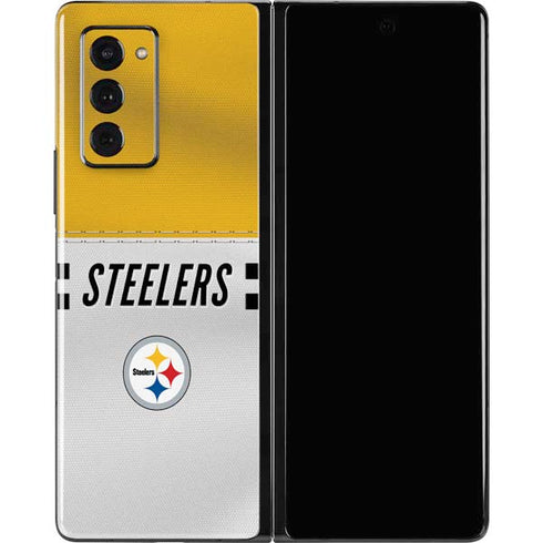 NFL Pittsburgh Steelers White Striped Galaxy Z Fold2 5G Skin