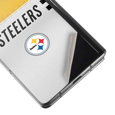 NFL Pittsburgh Steelers White Striped Galaxy Z Fold2 5G Skin