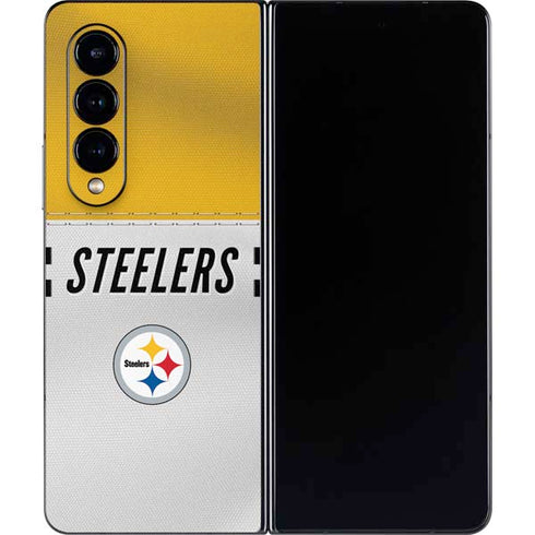 NFL Pittsburgh Steelers White Striped Galaxy Z Fold4 5G Skin