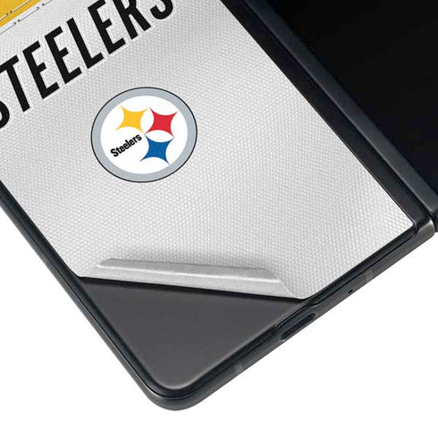 NFL Pittsburgh Steelers White Striped Galaxy Z Fold4 5G Skin