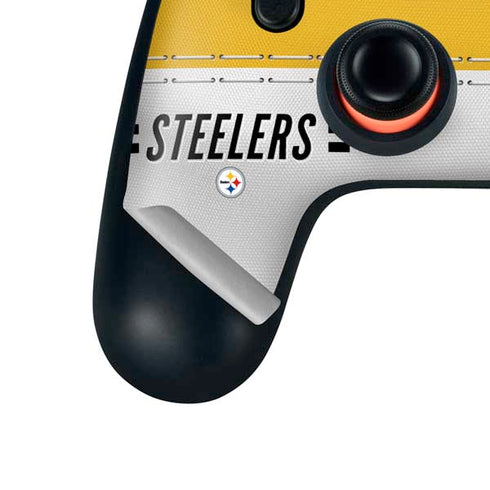 NFL Pittsburgh Steelers White Striped Google Stadia Controller Skin