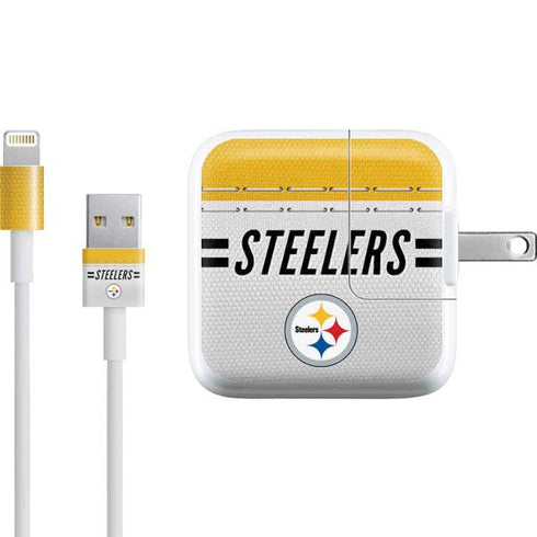 NFL Pittsburgh Steelers White Striped iPad Charger (10W USB) Skin