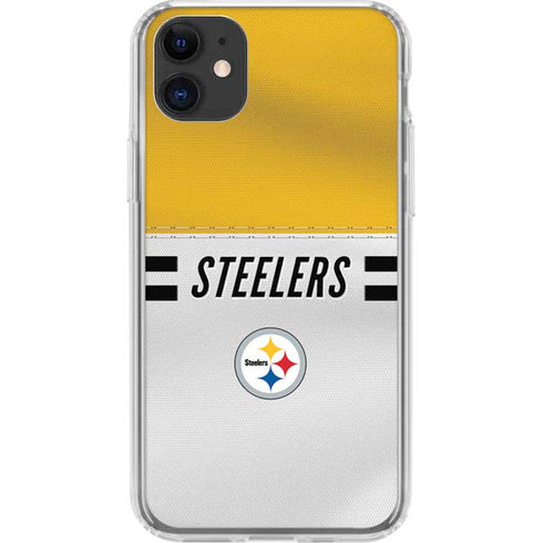 NFL Pittsburgh Steelers White Striped iPhone 11 Clear Case
