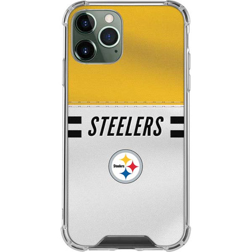 NFL Pittsburgh Steelers White Striped iPhone 11 Pro Max Clear Case