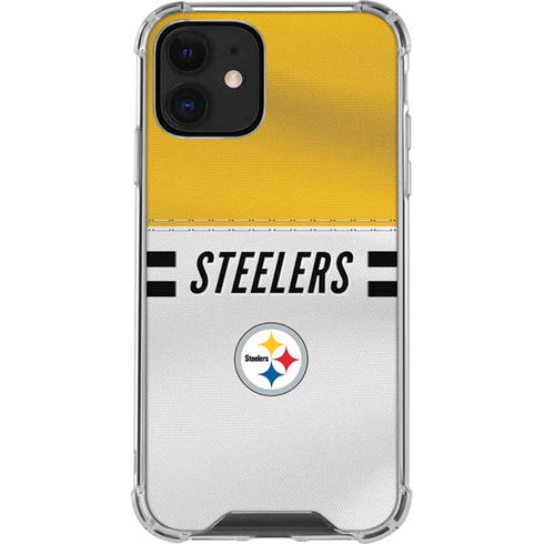 NFL Pittsburgh Steelers White Striped iPhone 12 Mini Clear Case