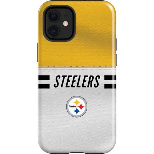 NFL Pittsburgh Steelers White Striped iPhone 12 Mini Impact Case