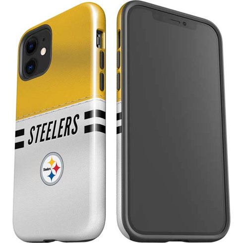 NFL Pittsburgh Steelers White Striped iPhone 12 Mini Impact Case