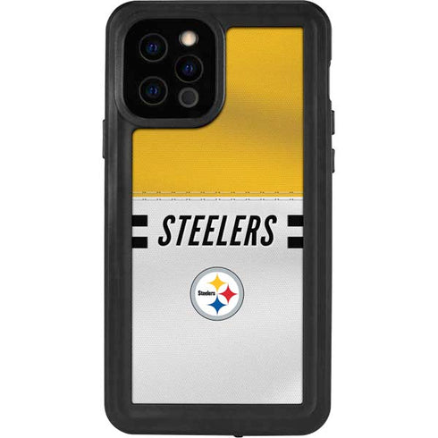 NFL Pittsburgh Steelers White Striped iPhone 12 Pro Waterproof Case