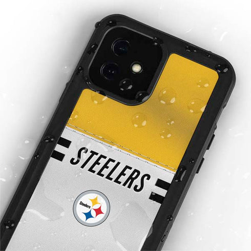 NFL Pittsburgh Steelers White Striped iPhone 12 Waterproof Case