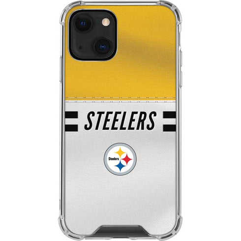 NFL Pittsburgh Steelers White Striped iPhone 13 Clear Case