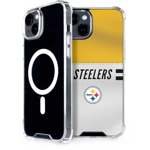 NFL Pittsburgh Steelers White Striped iPhone 13 MagSafe Case
