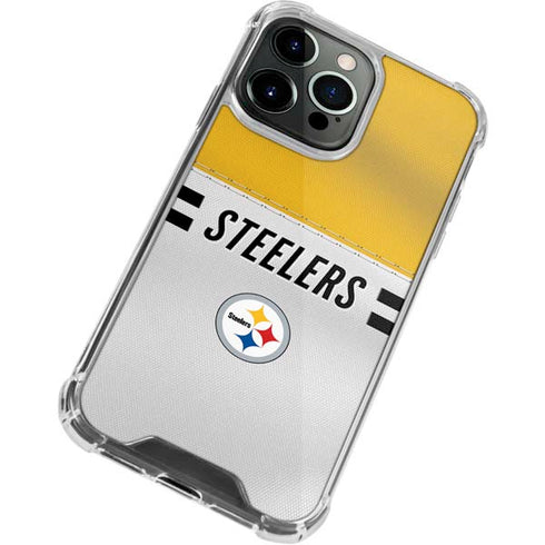 NFL Pittsburgh Steelers White Striped iPhone 13 Pro Clear Case